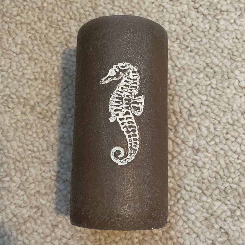 Gray Seahorse Decor Candle